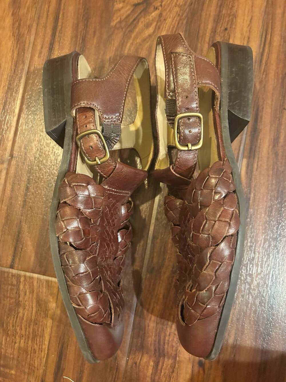 Glacee Brown Woven Leather Huarache Sandals Size 8M - Picture 5 of 10